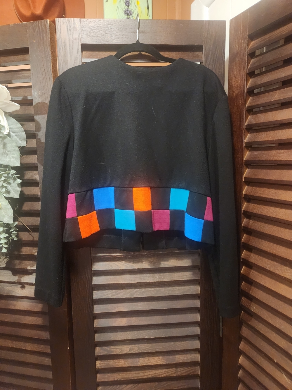 Positive Attitude Black Cropped Blazer with Colorblock Trim